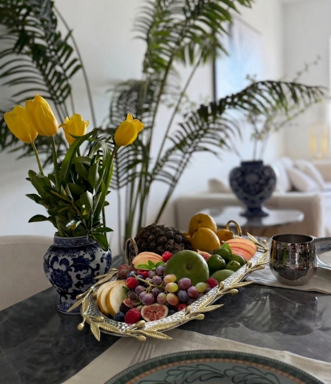 Elbeten Home Gold Zeytin Dal� ��lemeli Sunum tepsisi